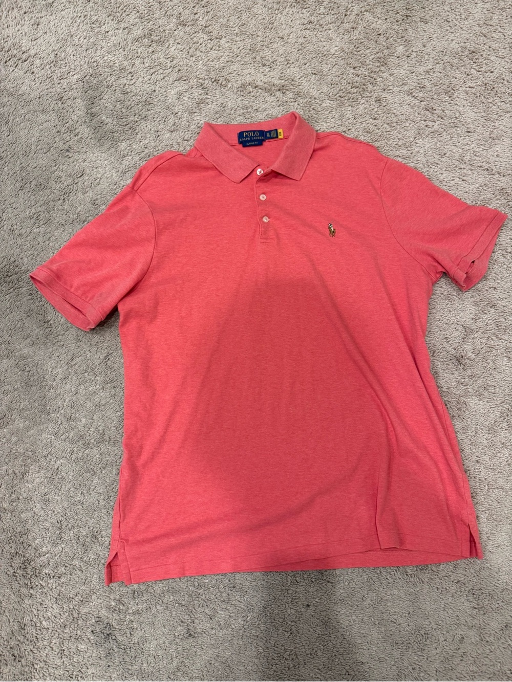 Polo Ralph Lauren Classic Fit Polo Shirt Mens XL Coral Pink Short Sleeve Pony